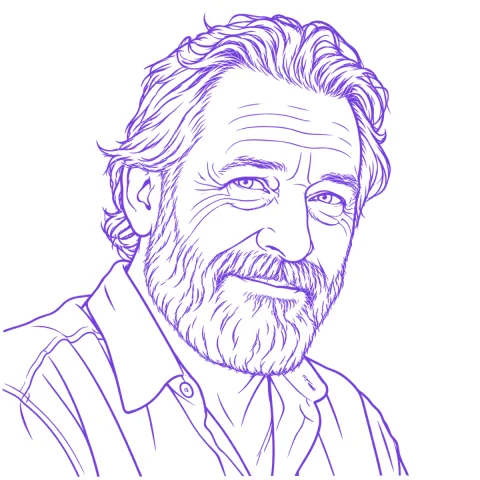 Man portrait tattoo stencil: clean linework traced from the photo