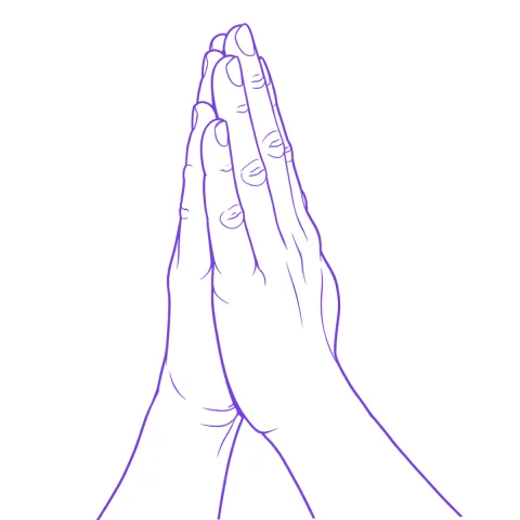 Praying hands tattoo stencil: clean linework traced from the photo